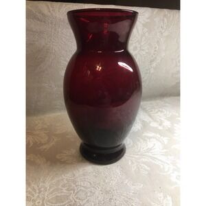 VINTAGE ANCHOR HOCKING RUBY RED 6.5" DEPRESSION GLASS VASE
